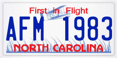 NC license plate AFM1983