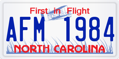 NC license plate AFM1984