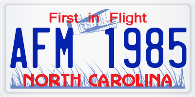 NC license plate AFM1985