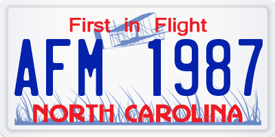 NC license plate AFM1987