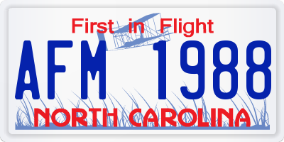 NC license plate AFM1988