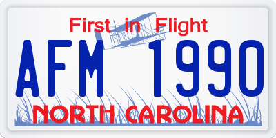 NC license plate AFM1990