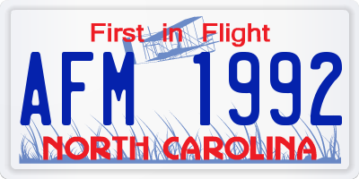 NC license plate AFM1992