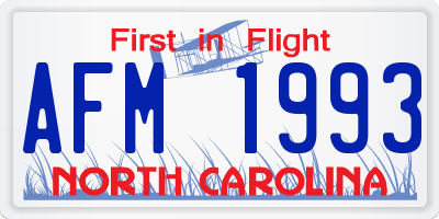 NC license plate AFM1993
