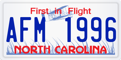 NC license plate AFM1996