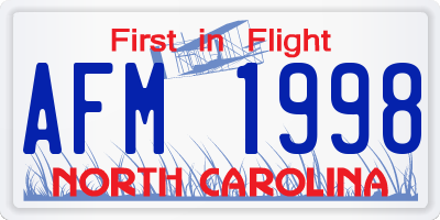 NC license plate AFM1998