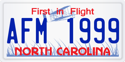 NC license plate AFM1999