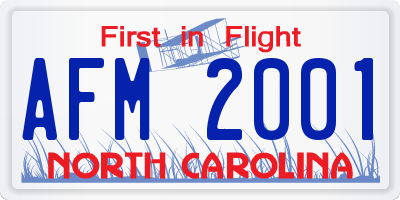 NC license plate AFM2001