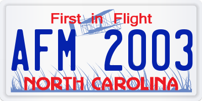 NC license plate AFM2003