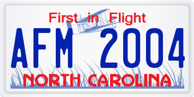 NC license plate AFM2004