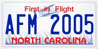 NC license plate AFM2005