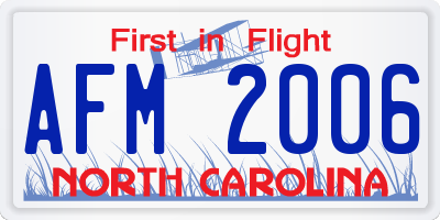 NC license plate AFM2006