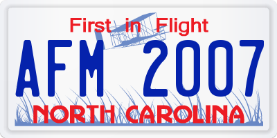 NC license plate AFM2007