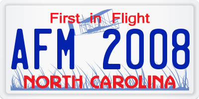NC license plate AFM2008