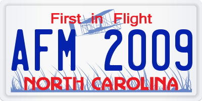 NC license plate AFM2009