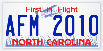 NC license plate AFM2010