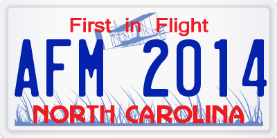 NC license plate AFM2014