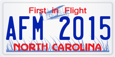 NC license plate AFM2015
