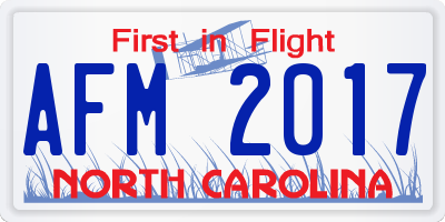 NC license plate AFM2017