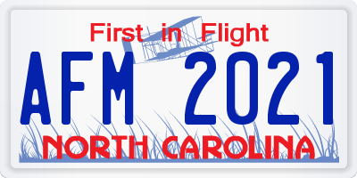 NC license plate AFM2021