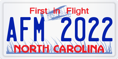 NC license plate AFM2022