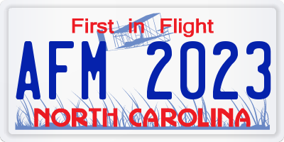 NC license plate AFM2023