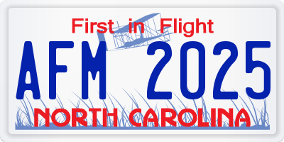 NC license plate AFM2025