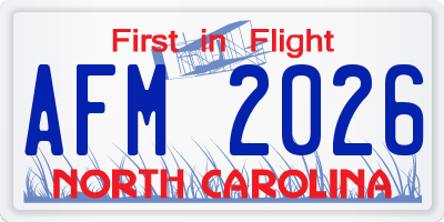NC license plate AFM2026