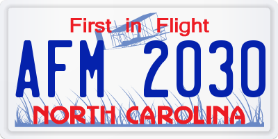 NC license plate AFM2030