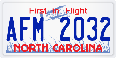 NC license plate AFM2032