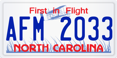 NC license plate AFM2033