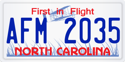 NC license plate AFM2035
