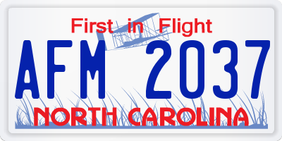 NC license plate AFM2037