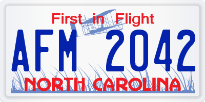 NC license plate AFM2042