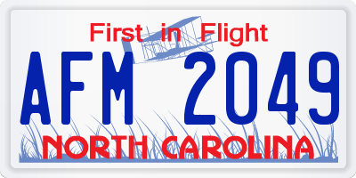 NC license plate AFM2049
