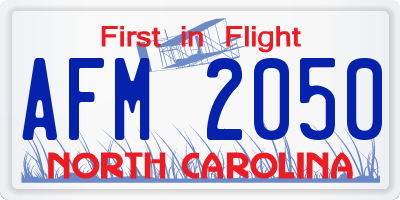 NC license plate AFM2050