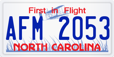 NC license plate AFM2053