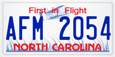 NC license plate AFM2054