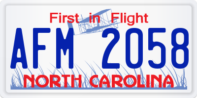 NC license plate AFM2058