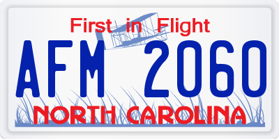 NC license plate AFM2060