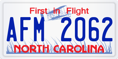 NC license plate AFM2062