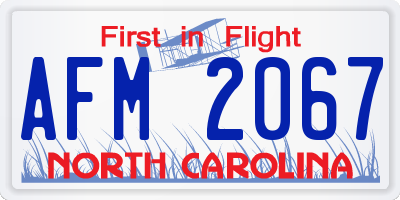 NC license plate AFM2067