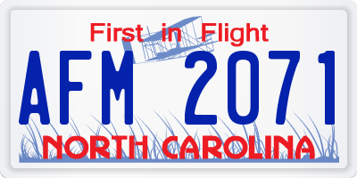 NC license plate AFM2071