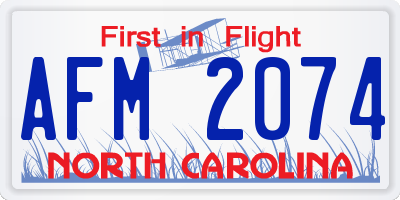 NC license plate AFM2074