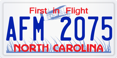NC license plate AFM2075