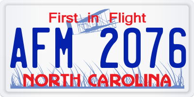 NC license plate AFM2076