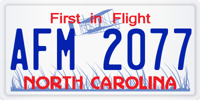 NC license plate AFM2077