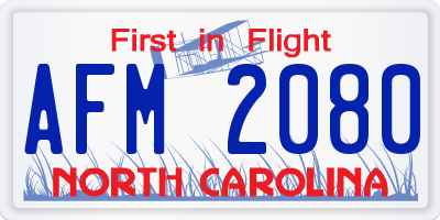 NC license plate AFM2080