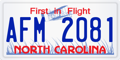 NC license plate AFM2081