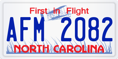 NC license plate AFM2082